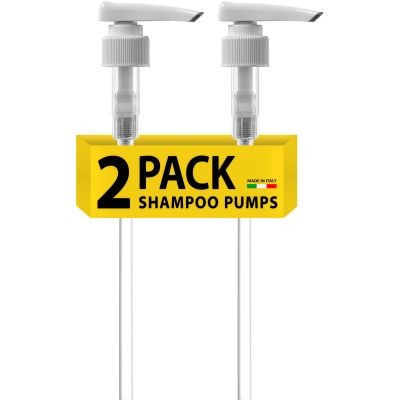 Bar5F Universal Shampoo & Conditioner Pump for 1 L / 33.8 oz Bottles | Fits 1 Neck Bottles | Replacement Dispensing Pump Top for Soap, Lotion & Body Wash (2-Pack White (Dosa))