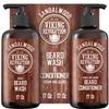 Viking Revolution Beard Wash & Beard Conditioner Set with Argan & Jojoba Oils - Softens and Strengthens - Natural Sandalwood Scent - Beard Shampoo with Beard Oil (17 oz) view 1