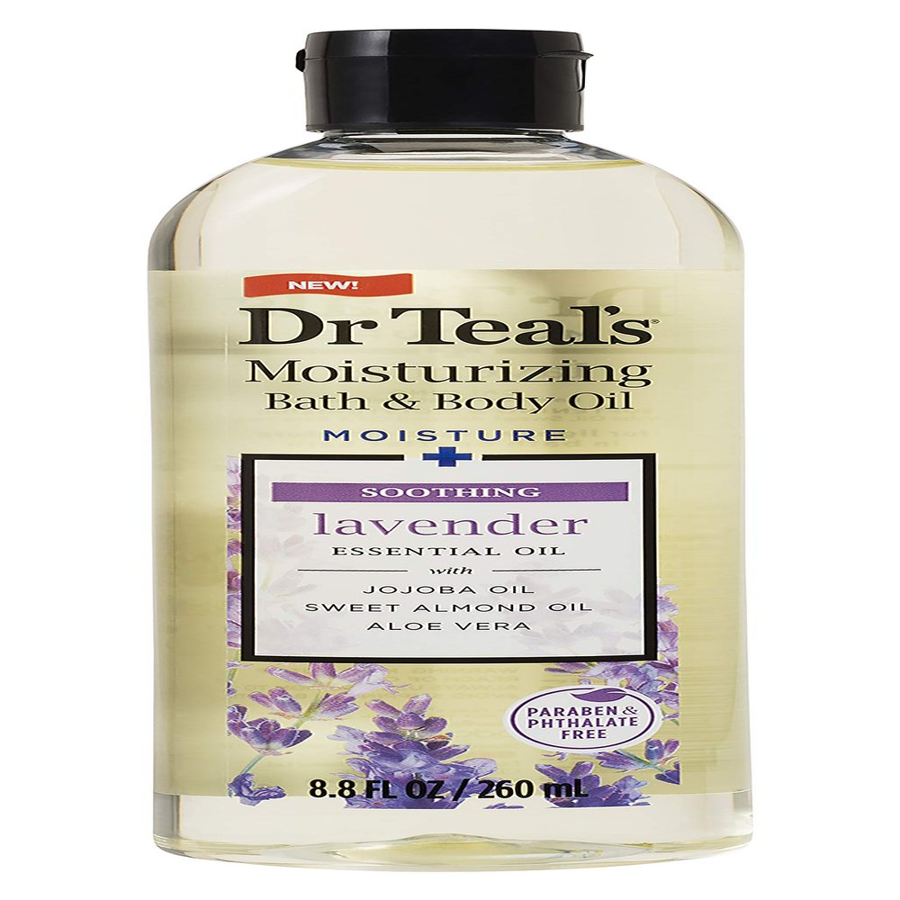 Dr Teal's Moisturizing Bath and Body Oil, Soothe & Sleep with Lavender Essential Oil, 8.8 fl oz