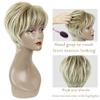PHOCAS Pixie Cut Wigs Short Stylish Fluffy Layer Wig None Lace Replacement Wig with Bangs for Women Brown Mix Blonde Wig Short view 2
