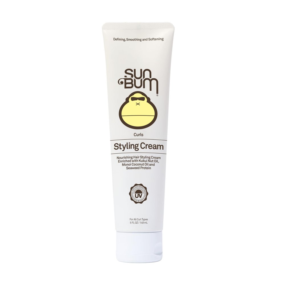 Sun Bum Curls and Waves Styling Cream - Lightweight Formula for Wavy and Curly Hair - Nourishing Kukui Nut and Coconut Oil - Frizz Free finish - Vegan and Cruelty Free - 5 oz