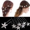 10 PCS U-shaped Rhinestone Bridal Wedding Hair Pins Silver Starfish Crystal Party Hair Clip Headdress Prom Headwear Hair Jewelry Accessories Hairpin for Women Lady view 1