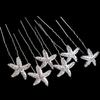 10 PCS U-shaped Rhinestone Bridal Wedding Hair Pins Silver Starfish Crystal Party Hair Clip Headdress Prom Headwear Hair Jewelry Accessories Hairpin for Women Lady view 2