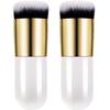 2 Pieces Foundation Brush Chubby Makeup Brush Kabuki Makeup Brush Travel Powder Brush for Blending Liquid, Cream or Powder Cosmetics (white) view 1