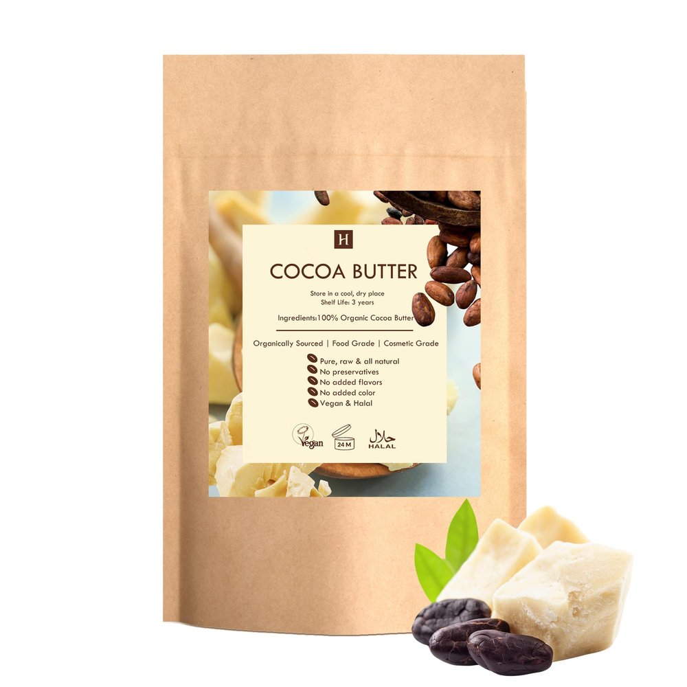 Cocoa (Cacao Butter) Butter, Pure, Raw, Unprocessed. Incredible Quality and Scent. Use for Lotion, Cream, Lip Balm or Body Butter. NON-GMO, Vegan - 1 lb By SaaQin