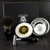4 Pcs Men's Shaving Set with Black Badger Hair Brush,De Safety Razor Bowl & Soap. Perfect As a Gift for Him view 2