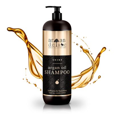 Argan Deluxe Shampoo in professional quality 33.8 fl oz - strong care with argan oil for smoothness and shine