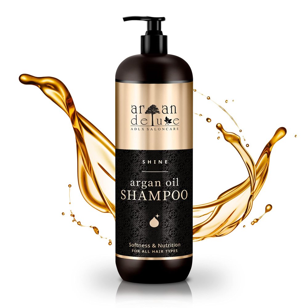 Argan Deluxe Shampoo in professional quality 33.8 fl oz - strong care with argan oil for smoothness and shine