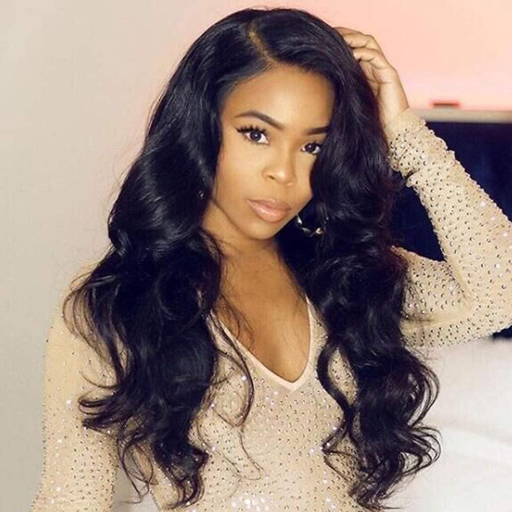 130 Density Natural Color Glueless Lace Front wigs human hair with baby Hair Brazilian Body Wave human hair wigs for black Women (20 inch, lace front wig)