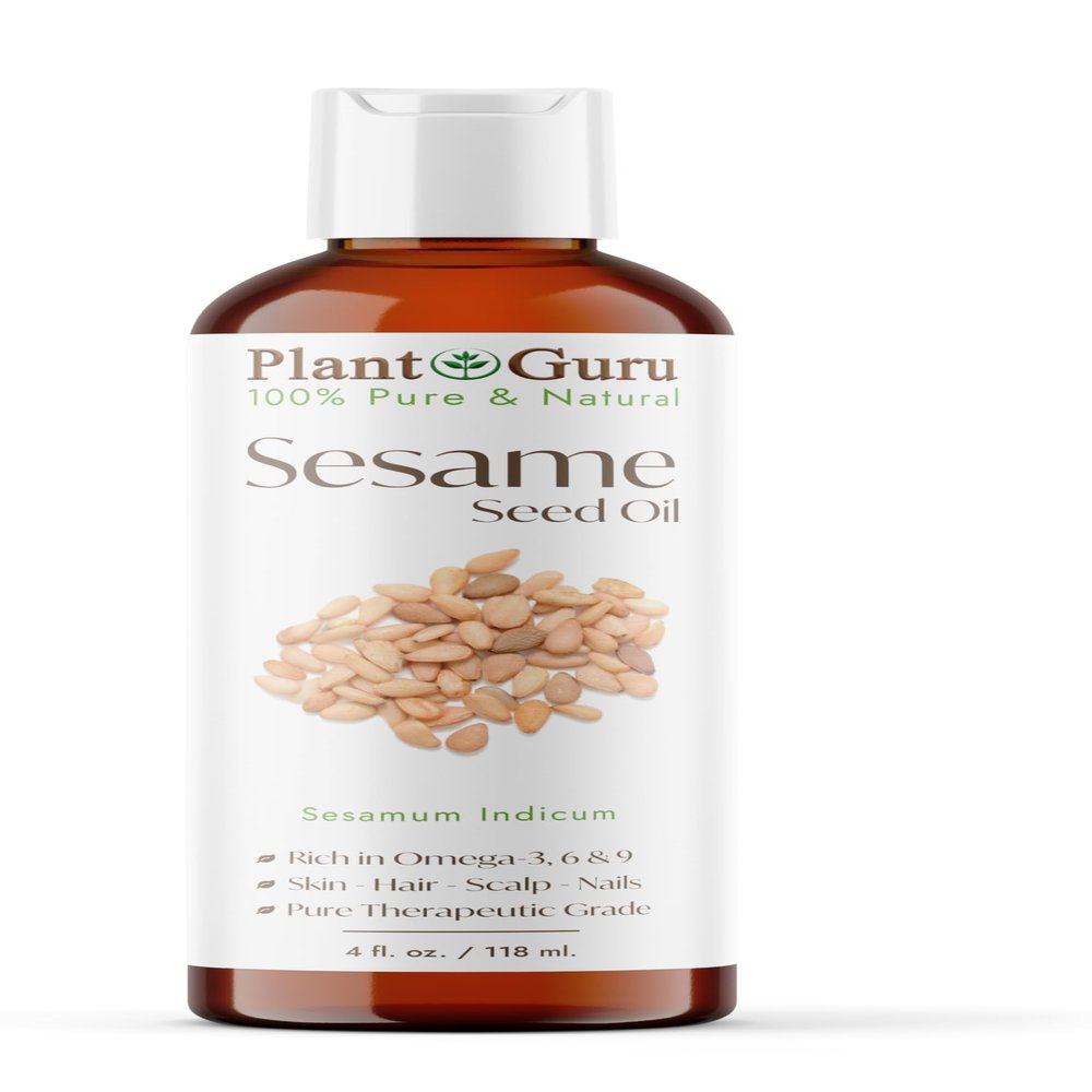 Sesame Seed Oil 4 fl. oz.  Cold Pressed, 100% Pure & Natural Carrier for Skin, Face, Body, Hair, and Cooking. Great for DIY Creams, Lotions, and Lip Balms.