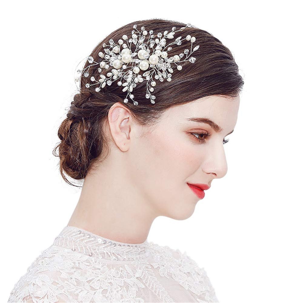Aimeely Gorgeous Bridal Rhinestone Crystal Hair Comb Pearl Wedding Hairpieces