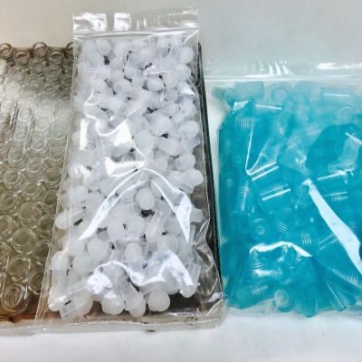 10ml [1/3 oz] EMPTY CLEAR Glass Rollon Bottle with Plastic Roller & Plastic Light Blue Caps [144 Pcs]