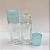 10ml [1/3 oz] EMPTY CLEAR Glass Rollon Bottle with Plastic Roller & Plastic Light Blue Caps [144 Pcs] view 2