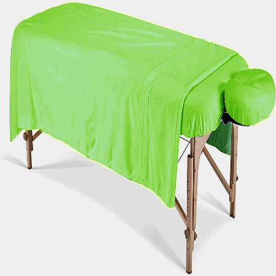 600 Thread Count 100% Egyptian Cotton 3-Piece Massage Table Spa Sheet Set (Parrot Green Solid)
