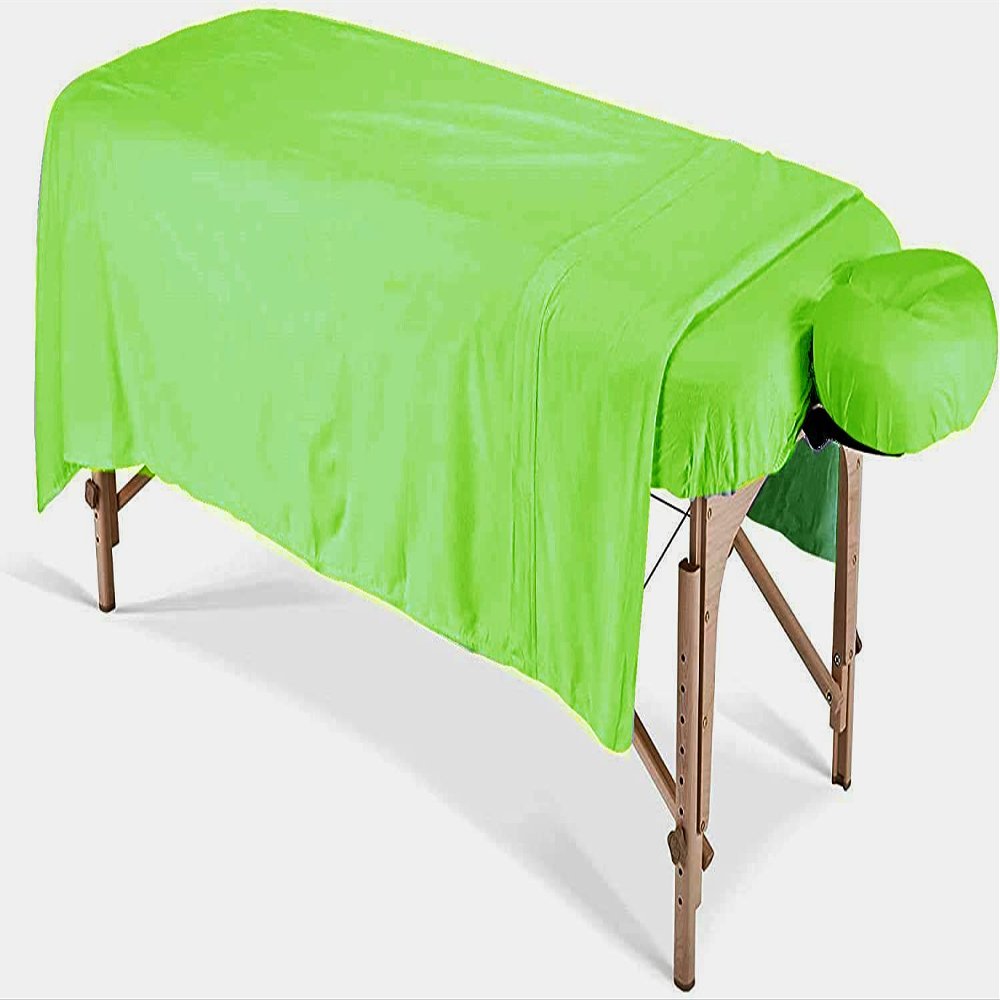 600 Thread Count 100% Egyptian Cotton 3-Piece Massage Table Spa Sheet Set (Parrot Green Solid)