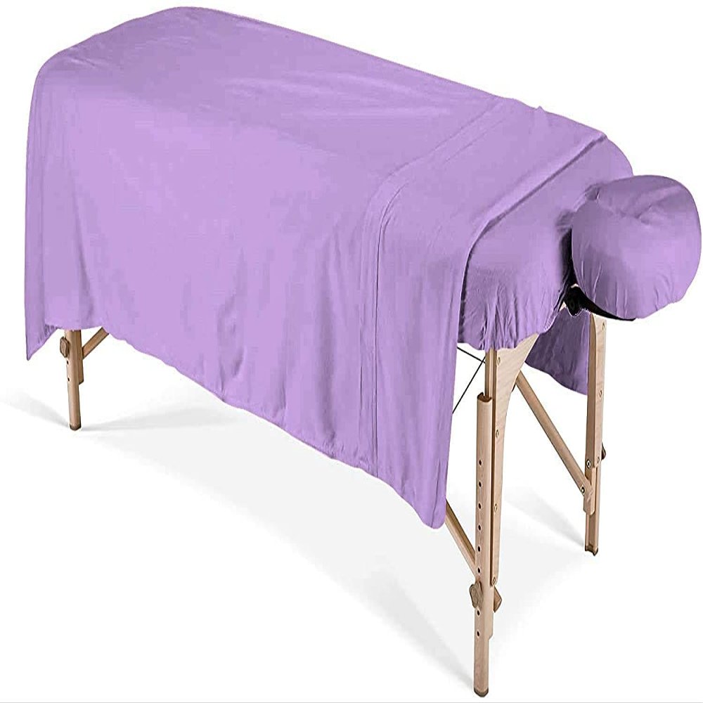 600 Thread Count 100% Egyptian Cotton 3-Piece Massage Table Spa Sheet Set (Lavender Solid)