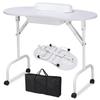 Yaheetech 37-inch Portable & Foldable Manicure Table Nail Desk Workstation with Large Drawer/Client Wrist Pad/Controllable Wheels/Carrying Case for Spa Beauty Salon White, 1 Count (Pack of 1) view 1