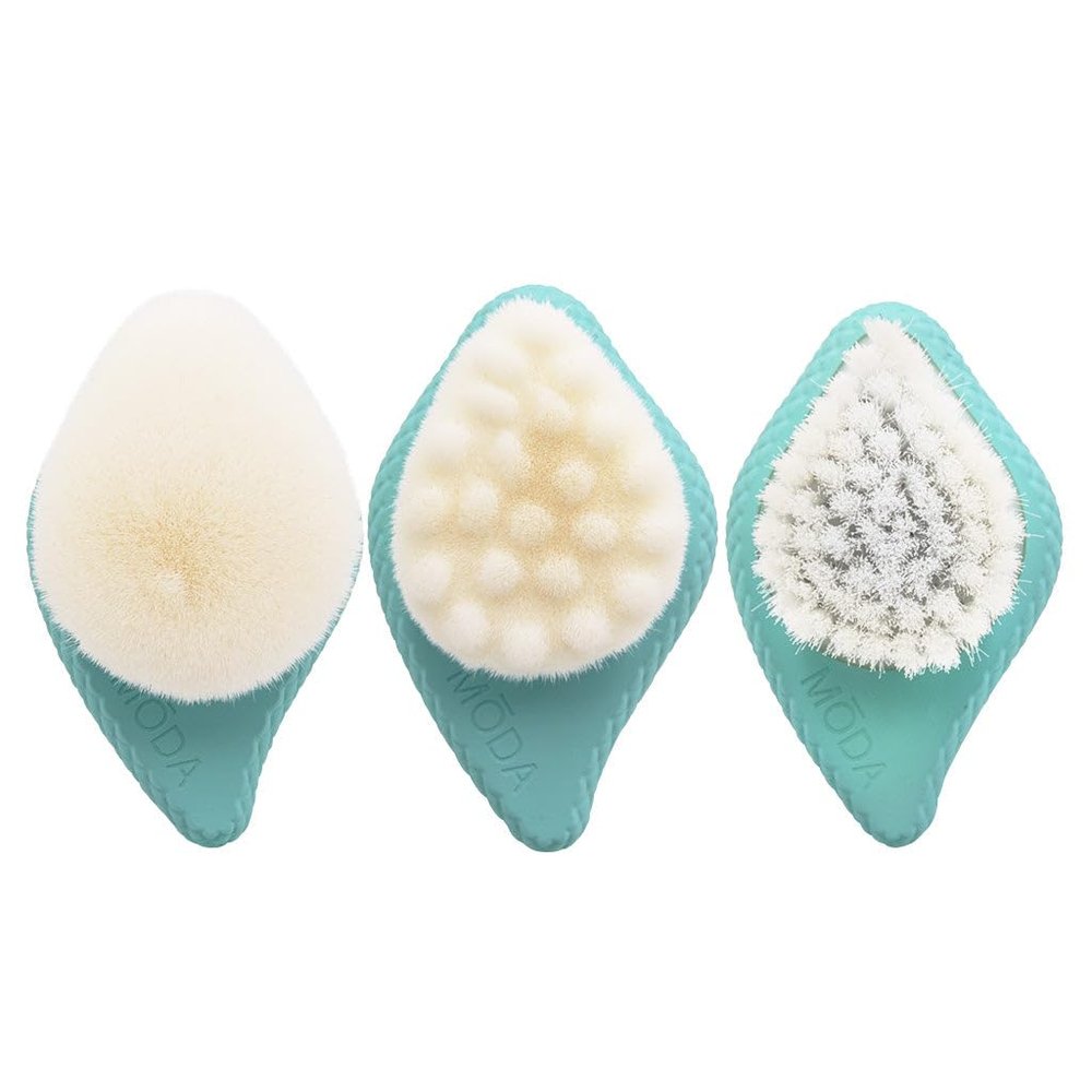 MODA Spa Prep & Glow 3pc Skincare Brush Kit Facial Mask, Serum & Moisturizer Applicators