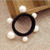10 Pcs Women's Imitation Pearl Towel Ring Hair Bands Ponytail Holder Hair Ties Black Elastic Rubber Band Hair Ropes Headbands Hair Accessories (White) view 3