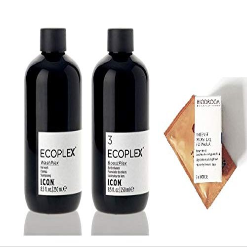 ICON Ecoplex WashPlex (Hair Wash) & Ecoplex BoostPlex #3 (Bond Enhancer) DUO - 8.5 oz each (FREE Hair & Skin care samples)