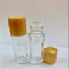 10ml [1/3 oz] EMPTY CLEAR Glass Rollon Bottle with Plastic Roller & Plastic Gold Caps [12 Pcs] view 2
