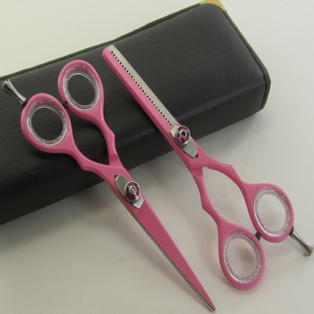 5.5" Professional Barber Razor Edge Titanium Coated Hair Cutting and Texturizing Shears Scissors Set+case