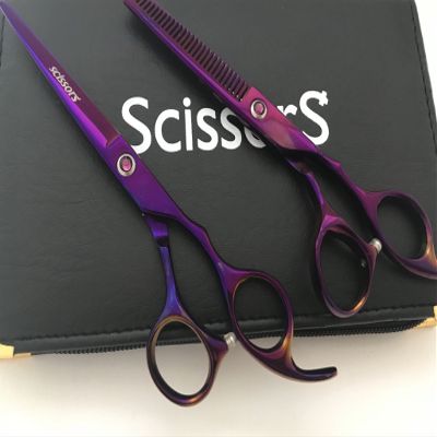 5.5" Professional Barber Razor Edge Titanium Coated Hair Cutting and Texturizing Shears Scissors Set+Black Color Case