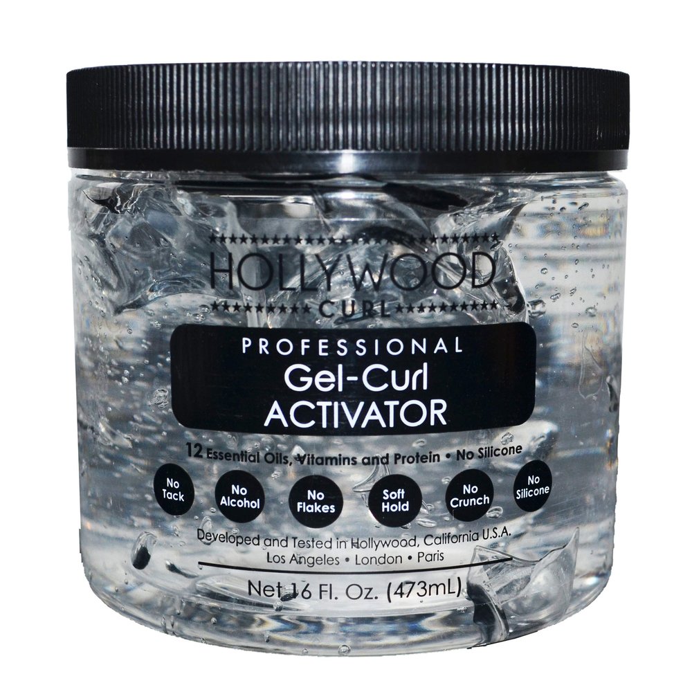 Hollywood Curl Activator Gel - For Frizzy, Wavy & Curly Hair - Styling Control, Curl Enhancer With Natural Oils, Vitamins & Protein - For Women & Men - 16 fl oz