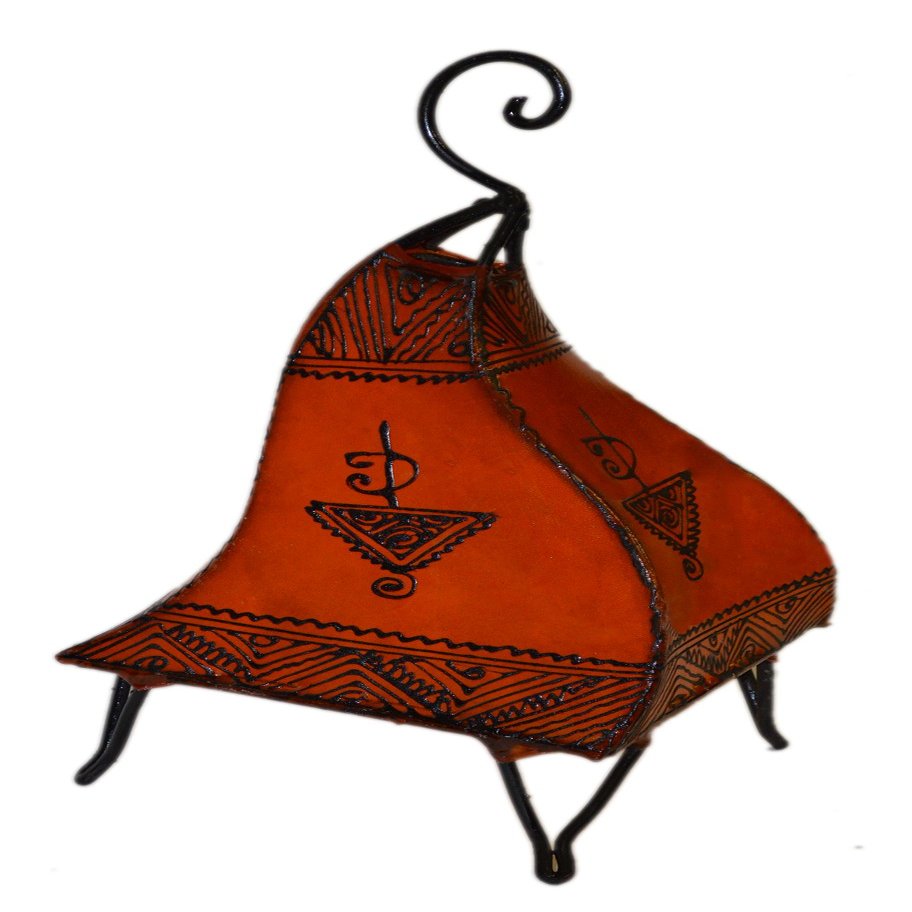 Treasures Of Morocco Henna Lamps & Sconces Moroccan Hand Made Leather lamp Henna Tattoo African Orange
