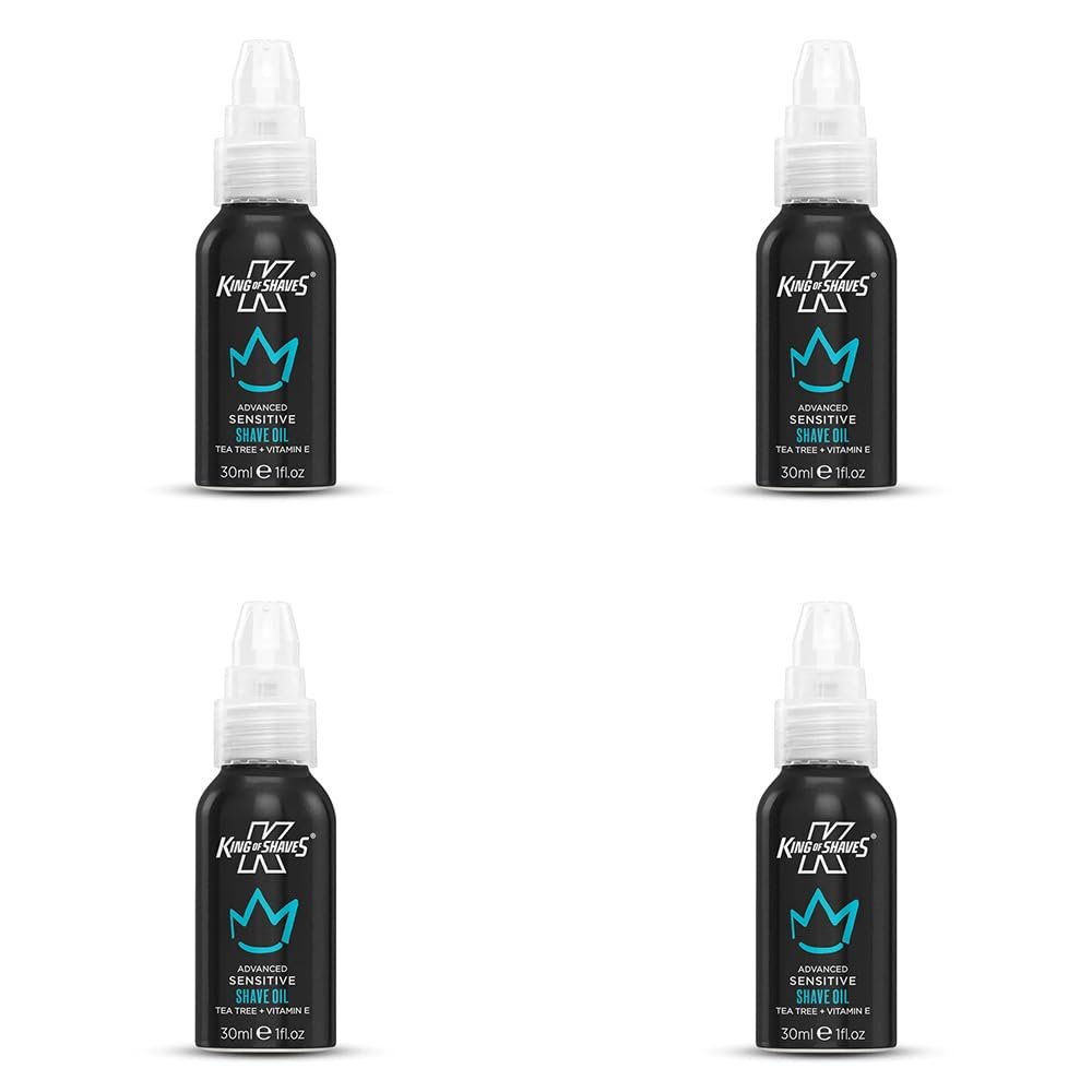 King of Shaves Sensitive Advanced Shaving Oil With Handy Pump QUAD PACK 1.01 fl oz