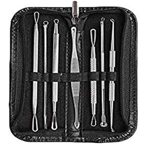 Blackhead Removal Tool Kit - Seven Piece Professional Steel Comedone Extractors - Blackhead Remover Pimple Comedone Extractor Tool Best Acne Removal Kit - EarWax Specialist Edition