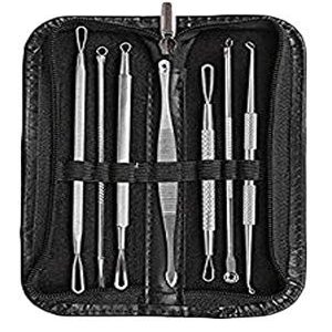 Blackhead Removal Tool Kit - Seven Piece Professional Steel Comedone Extractors - Blackhead Remover Pimple Comedone Extractor Tool Best Acne Removal Kit - EarWax Specialist Edition