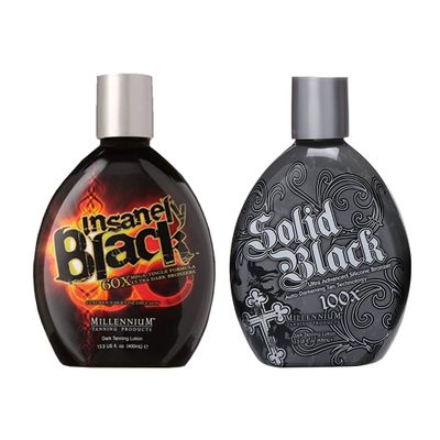 LOT OF(2) Millennium Tanning Products SOLID BLACK & INSANELY BLACK 13.5 oz