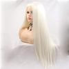 xiweiya White Blonde Wig Long Straight 60# Platinum White Lace Front Wig Natural Hairline Middle Part Glueless Wig Heat Resistant Hair Half Hand Tied Women 24inch view 3