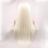 xiweiya White Blonde Wig Long Straight 60# Platinum White Lace Front Wig Natural Hairline Middle Part Glueless Wig Heat Resistant Hair Half Hand Tied Women 24inch view 4