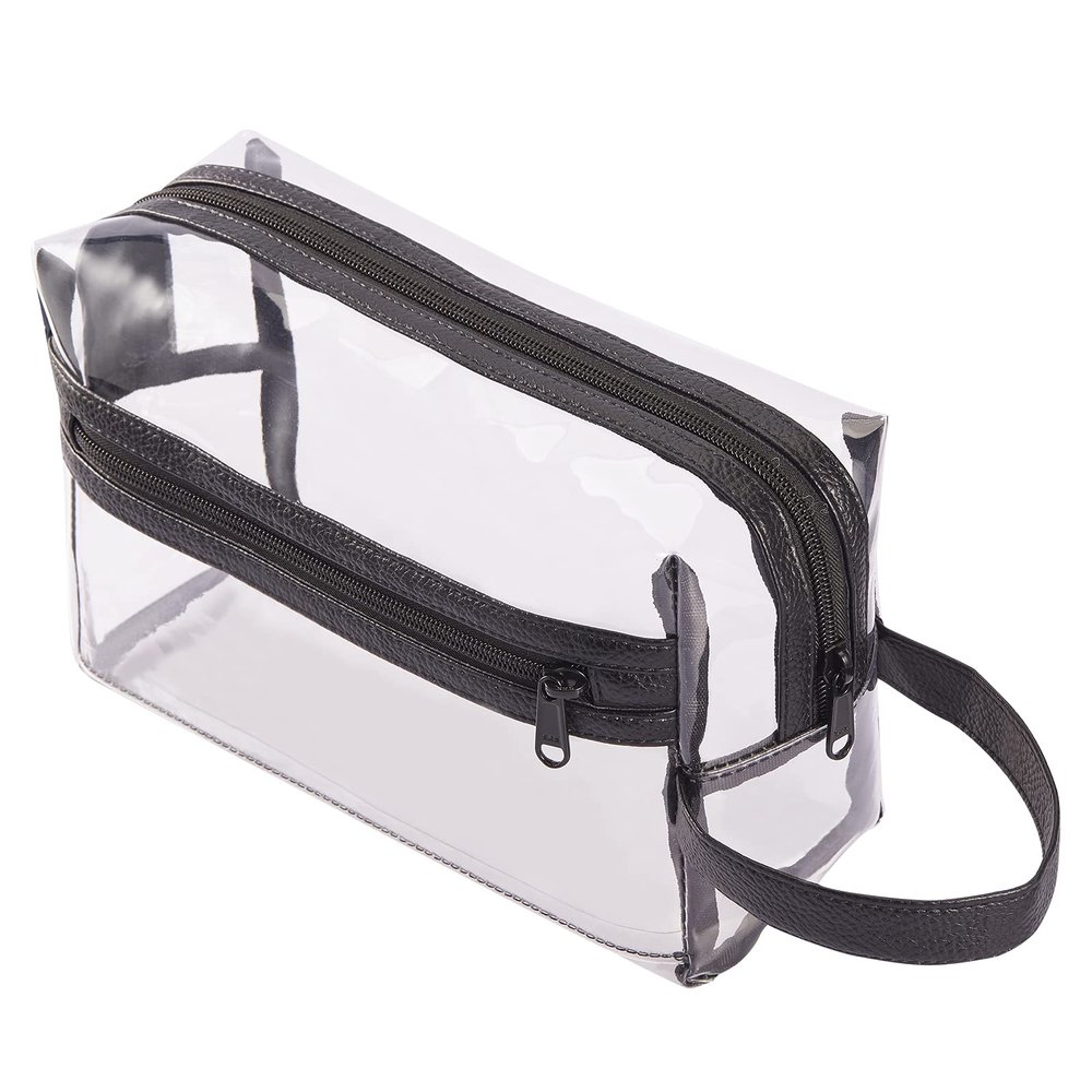 Heavy Duty Clear Travel Toiletry Makeup Bags Transparent Shaving Bag Water Resistant Cosmetic Bag Organizer Pouch with Zipper and Handle