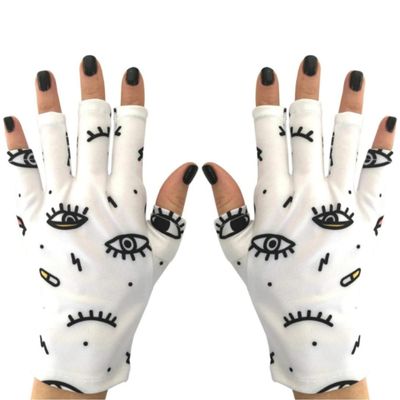ManiGlovz - The Original UPF 50+ UV Light Protective Nail Gloves | Gel Manicure Gloves and Anti UV Fingerless Gloves for Women | Can be Used as Sun Protection Gloves for Driving | Eye Scream Print