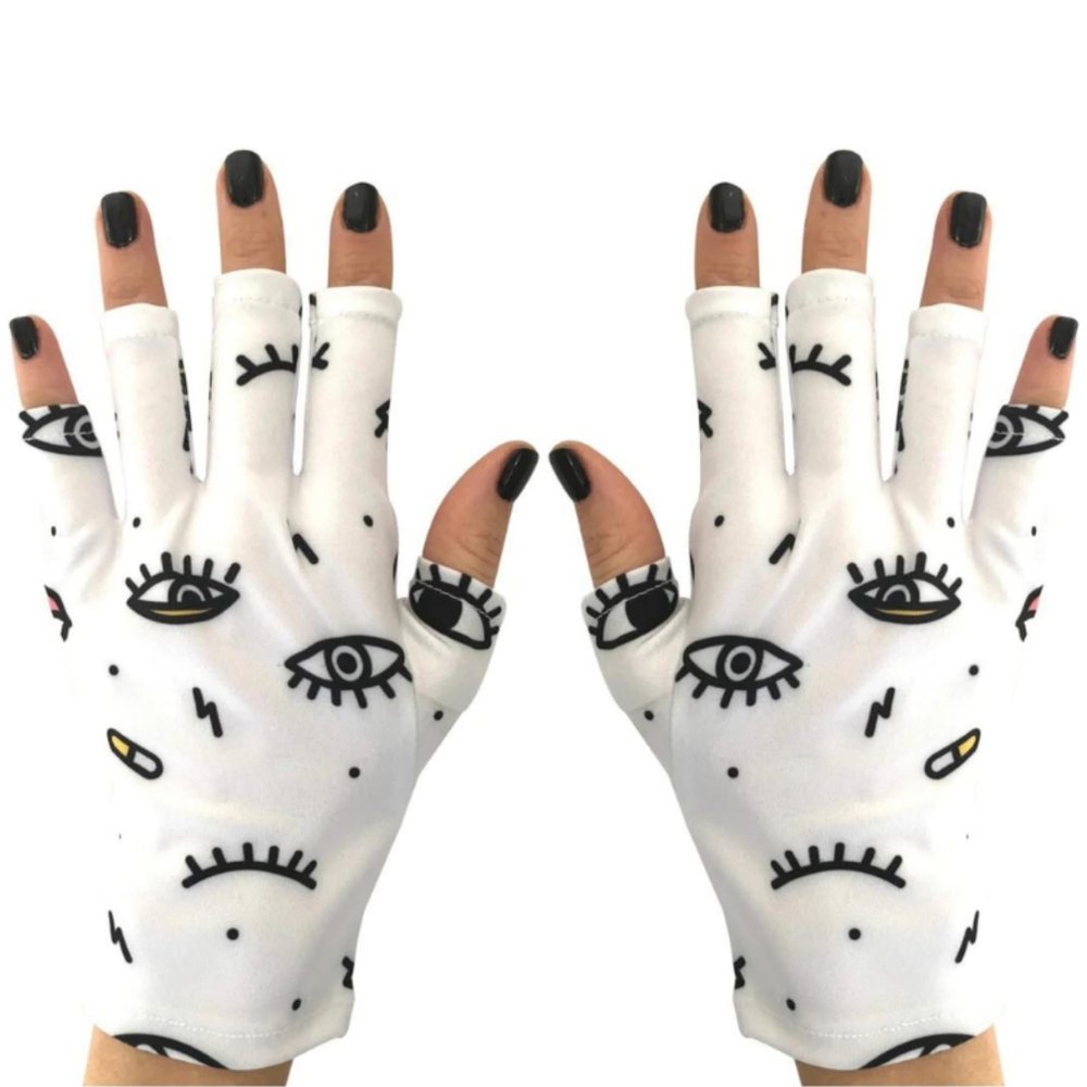 ManiGlovz - The Original UPF 50+ UV Light Protective Nail Gloves | Gel Manicure Gloves and Anti UV Fingerless Gloves for Women | Can be Used as Sun Protection Gloves for Driving | Eye Scream Print