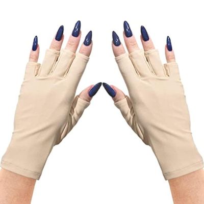 ManiGlovz - The Original UPF 50+ UV Light Protective Nail Gloves | Gel Manicure Gloves and Anti UV Fingerless Gloves for Women | Can be Used as Sun Protection Gloves for Driving | Nude