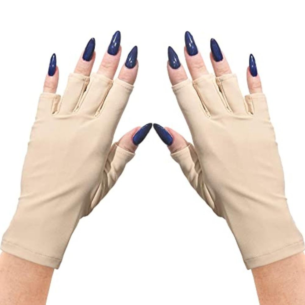 ManiGlovz - The Original UPF 50+ UV Light Protective Nail Gloves | Gel Manicure Gloves and Anti UV Fingerless Gloves for Women | Can be Used as Sun Protection Gloves for Driving | Nude