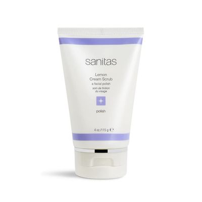 Sanitas Skincare Lemon Cream Scrub, Dual Action Manual Exfoliant, Facial Scrub, Vitamin C, 4 Ounces