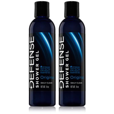 Defense Soap Tea Tree Body Wash | All Natural Organic Shower Soap for Athletes | Odor Control & Skin Fungal Protection for Sports, Post Workout & Recovery - 8 oz (Pack of 2)