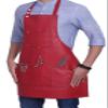 Facn Professional Leather Hair Cutting Hairdressing Barber Apron Cape for Salon Hairstylist - Multi-use, Adjustable with 6 pockets - Heavy Duty Premium Quality - Limited Edition - 28" x 24" (Red) view 1