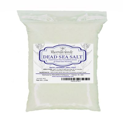 RESURRECTIONbeauty 100% Pure Dead Sea Salt, Bulk Bath Salts for Home Spa & Salt Scrub, Bath & Foot Soak, 2 lb