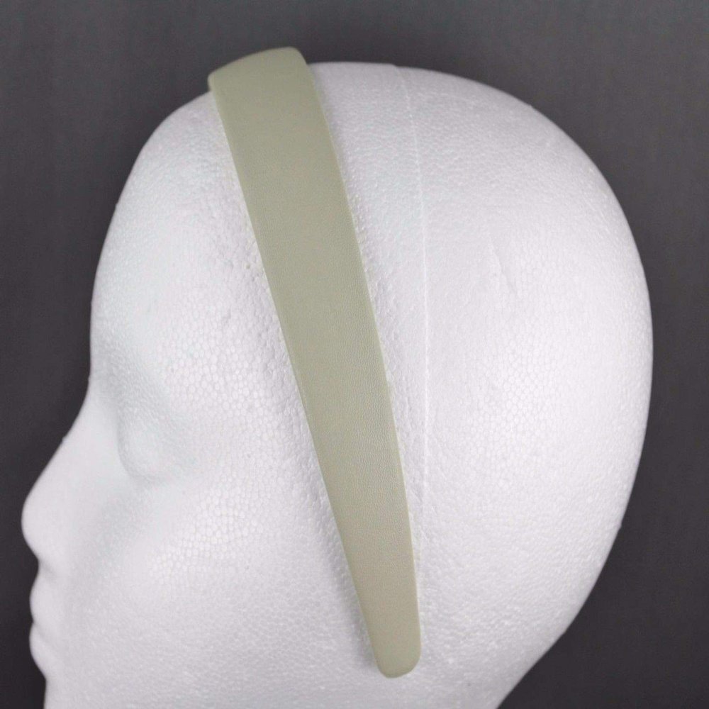 Light Grey Faux Leather Headband Textured 1 1/8 Inch Wide Hair Band Accessory Headbands for Women