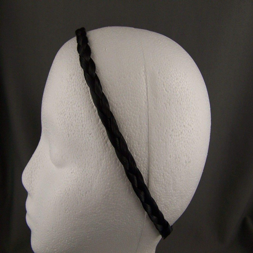 Black Braid Faux Hair Band Headband Stretch Elastic Braided Plaits 1/2" Wide Headbands for Women