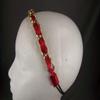 Red Satin Gold Chain Link Stretch Elastic Headband 1/2" Wide Lightweight Headbands for Women view 1