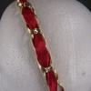 Red Satin Gold Chain Link Stretch Elastic Headband 1/2" Wide Lightweight Headbands for Women view 2