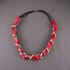 Red Satin Gold Chain Link Stretch Elastic Headband 1/2" Wide Lightweight Headbands for Women view 3
