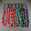 Red Satin Gold Chain Link Stretch Elastic Headband 1/2" Wide Lightweight Headbands for Women view 4